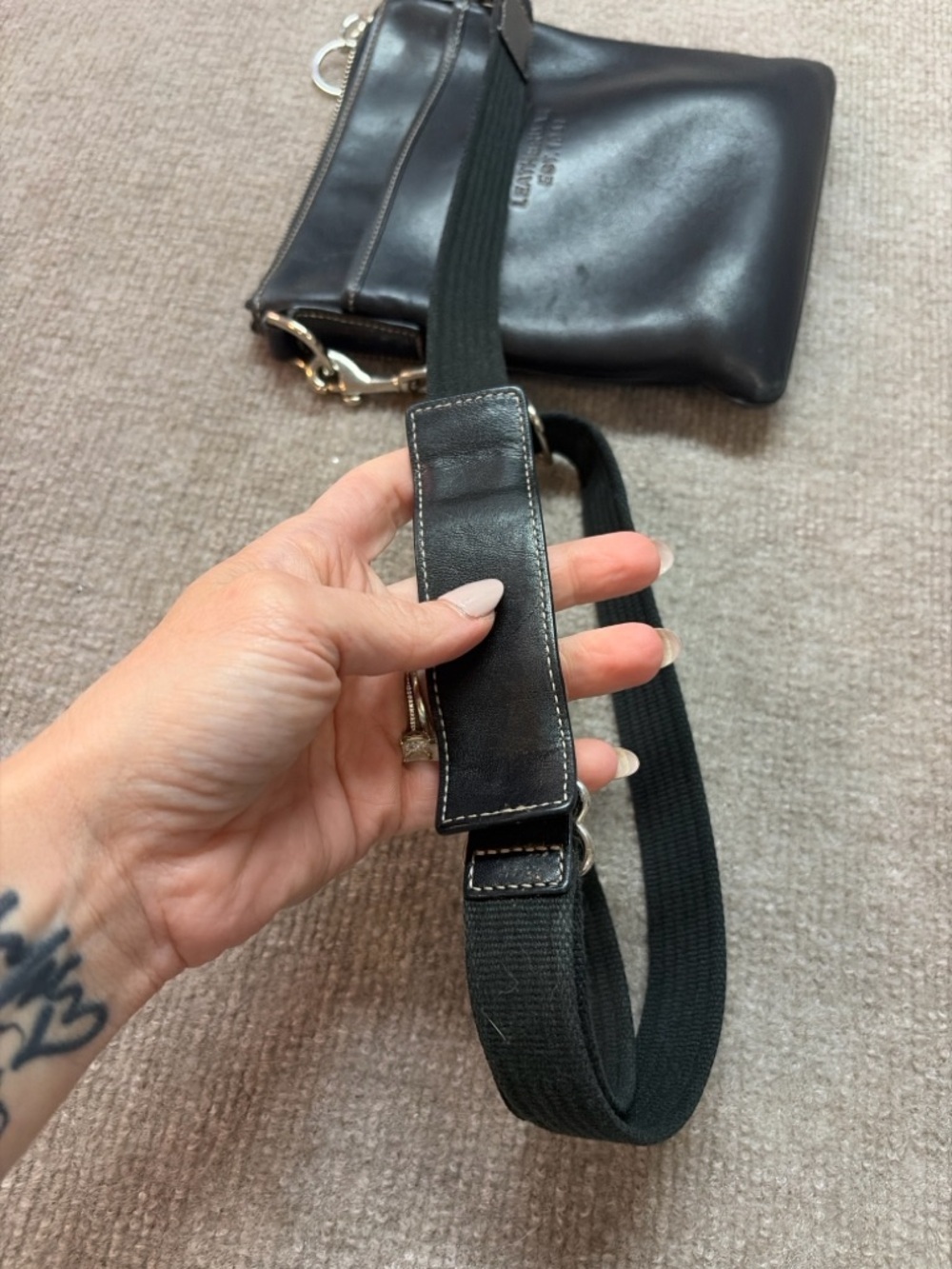Coach Black Leather Crossbody Bag Vintage Style Unisex - Picture 7 of 7